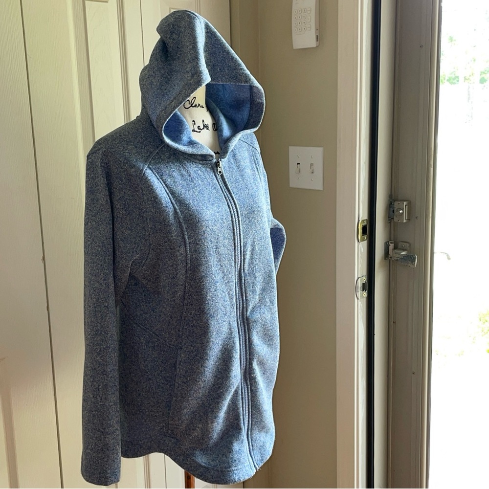 Eddie Bauer Women's Size Large Radiator Fleece Full Zip Hoodie Blue Heather View 2